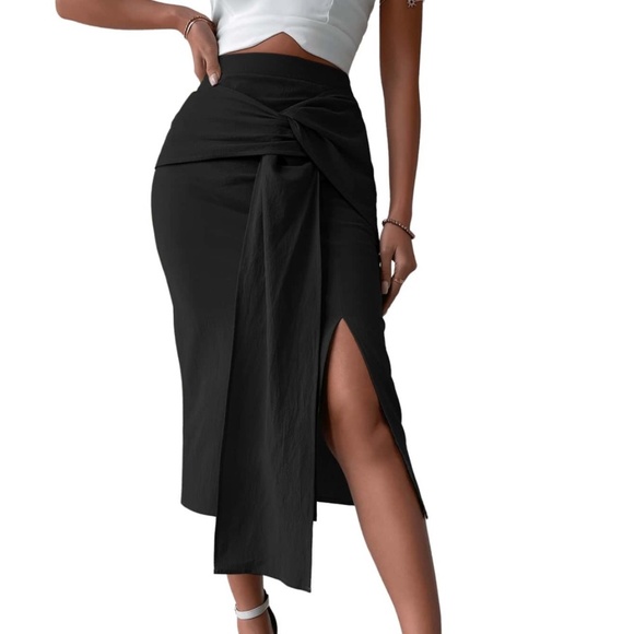 Classic Slit Work Office Midi Skirt - Picture 10 of 14
